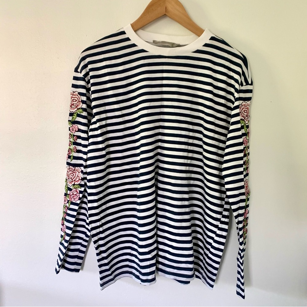 ASOS Maternity Navy and White Striped Top
